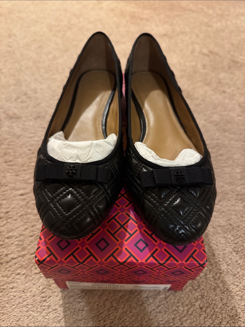 Tory Burch Black Quilted Ballet Flats